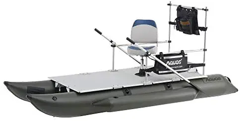 AQUOS New 11.5ft / 12.5ft Heavy-Duty for Two Series Inflatable Pontoon Boat with Stainless Steel Guard Bar and Folding Seat for Fishing, Aluminum Floor Board, Transport Canada Approved - 31ELFlGeRPL. AC