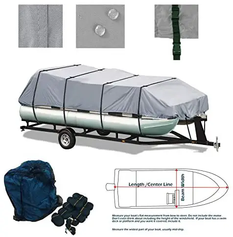 EliteShield 600 Denier Heavy Duty Trailerable UV Resistant Pontoon Deck Boat Storage Cover 21'-24' - 51IsVvWMaVL. AC