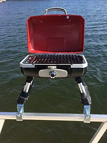 Cuisinart Grill Modified for Pontoon Boat with Arnall's Stainless Grill Bracket -