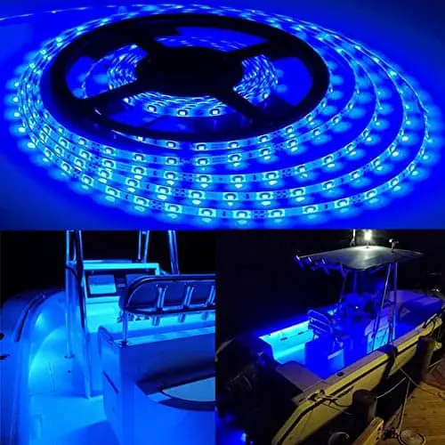 Pontoon Boat Light with Mounting Clips, 16.4 Feet Waterproof Marine LED Flexible Lighting Strip for Yacht Duck Jon Bass Sailboat Kayak Canoes | Deck Light, Accent Light, Courtesy Interior Lights, 12v