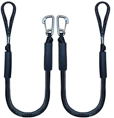 Bungee Dock Line Boat Ropes for Docking Line Mooring Rope with Stainless Steel Clip Accessories for Boats PWC, Built in Snubber, Kayak, Watercraft,SeaDoo,Jet Ski, Pontoon, Canoe, Power Boat 2-Pack